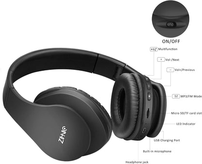 Auriculares Bluetooth plegables, ZIHNIC, micro SD/TF, Estuche.(sin caja)