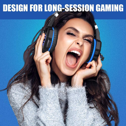 Auriculares estéreo para Videojuegos, Bengoo G9000, Azul.
