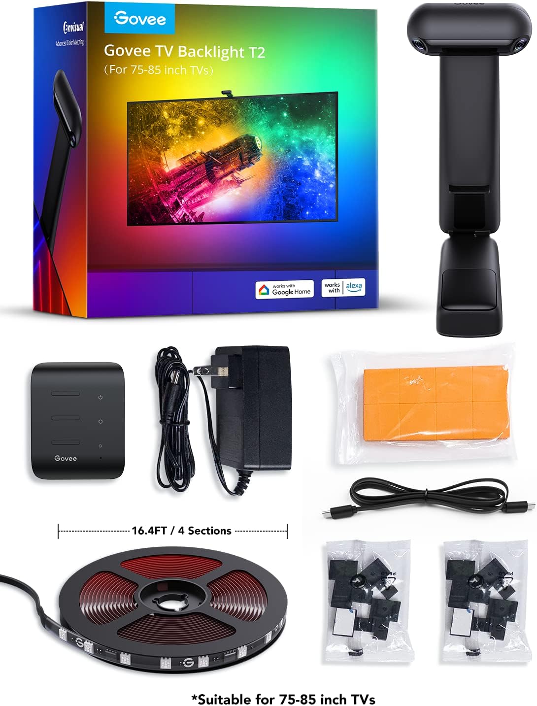 Luces de fondo para TV, Govee, TV de 75-85", comp. ultrafino, (USADO).