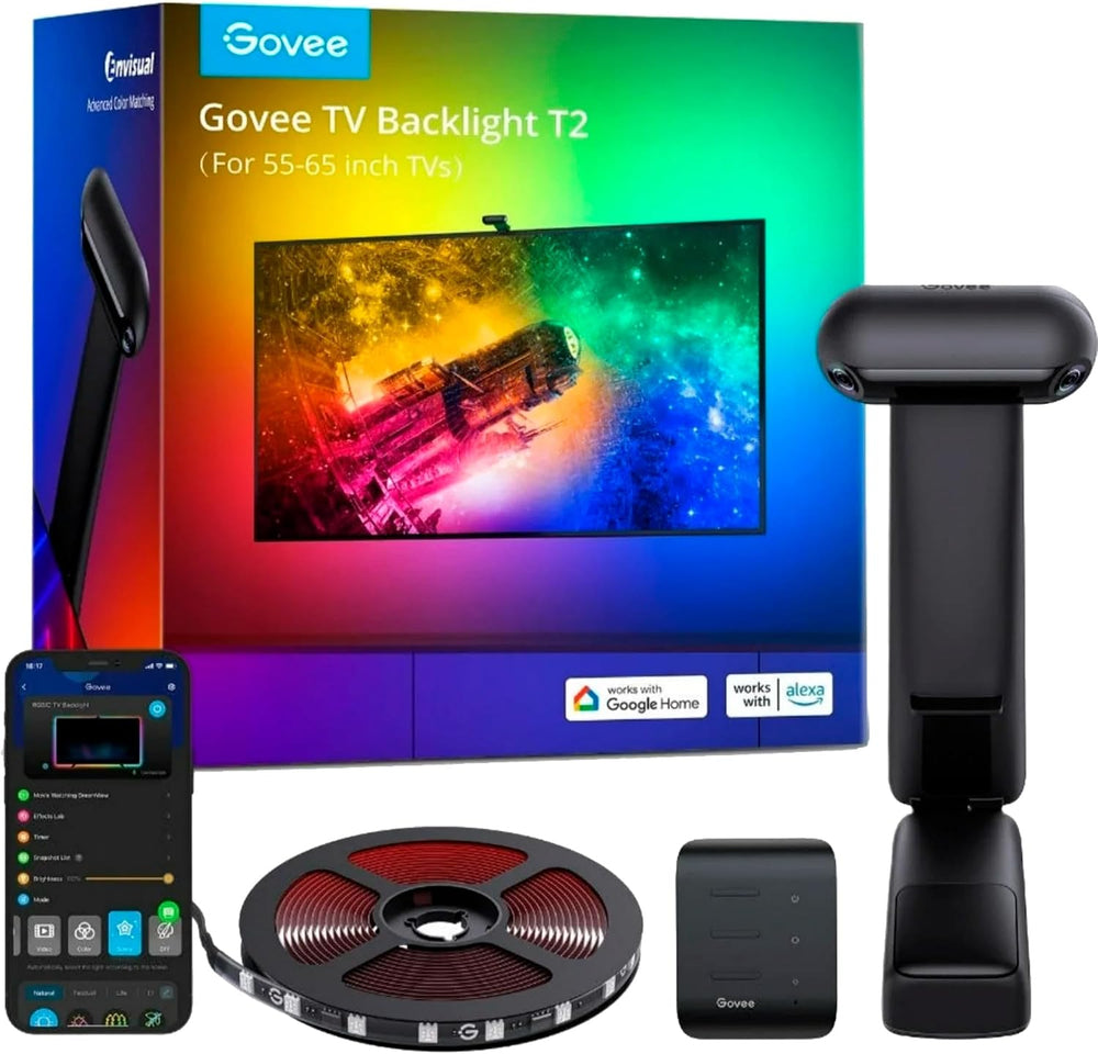 Retroiluminación para TV Govee Envisual T2 H605C, 55-65", Dual Cam