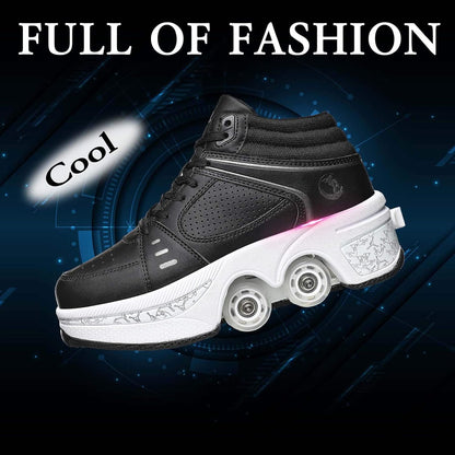 Patines Tipo Tenis Con Ruedas Ocultas Retráctiles EUR 38 25.3CM Negro