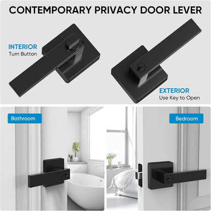 Manija de puerta negra mate resistente 2 PACK TICONN