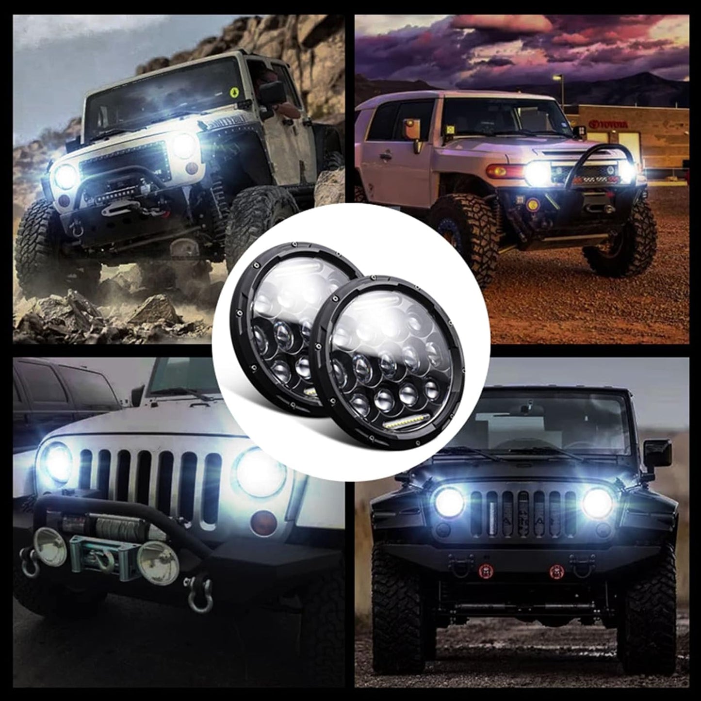 Faro alto para Jeep Wrangler, LED, 7", 6000K, 2 unidades.