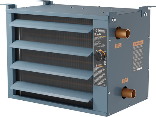 Calentador hidronico de 50.000 BTU, calor de agua a aire.(DETALLE).