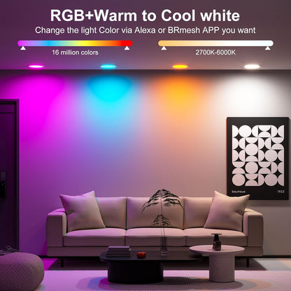 Luces Led empotrada inteligente de 6" RGBCW 15W LED Cloudy Bay 6 pack