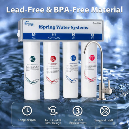 Sistema de ultrafiltración de agua, 4 Etapas, con Grifo Cromado.(USADO).