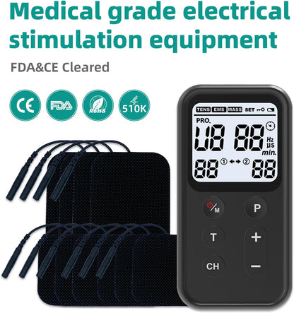 Electroestimulador Muscular EMS Recargable Masajeador Pads