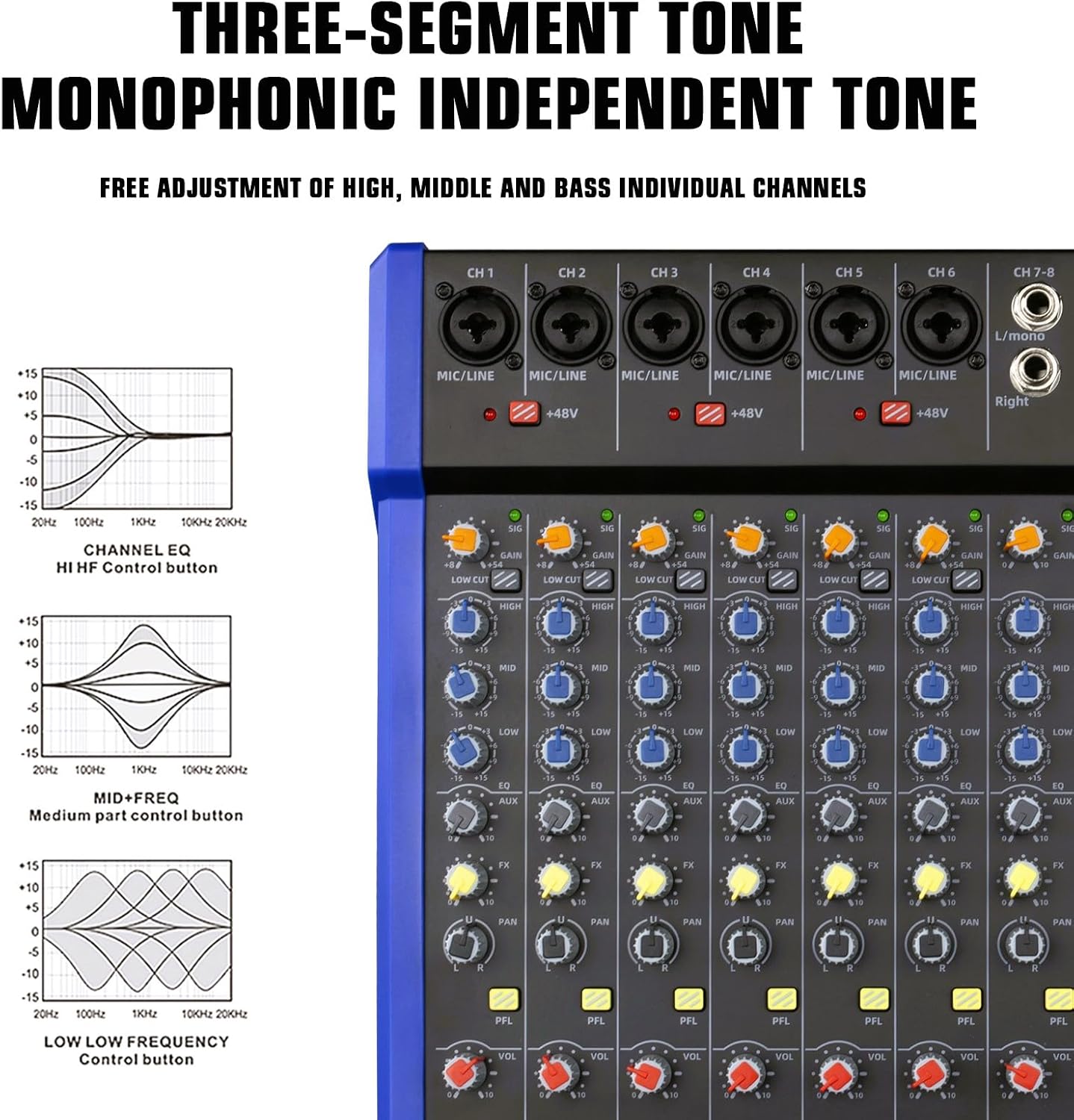 Mezclador de audio, mezclador de DJ de 12 canales JXSOU  MU-P210FX