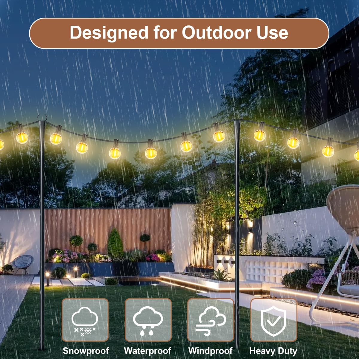 6 postes de luz de cadena para exteriores decoración patio