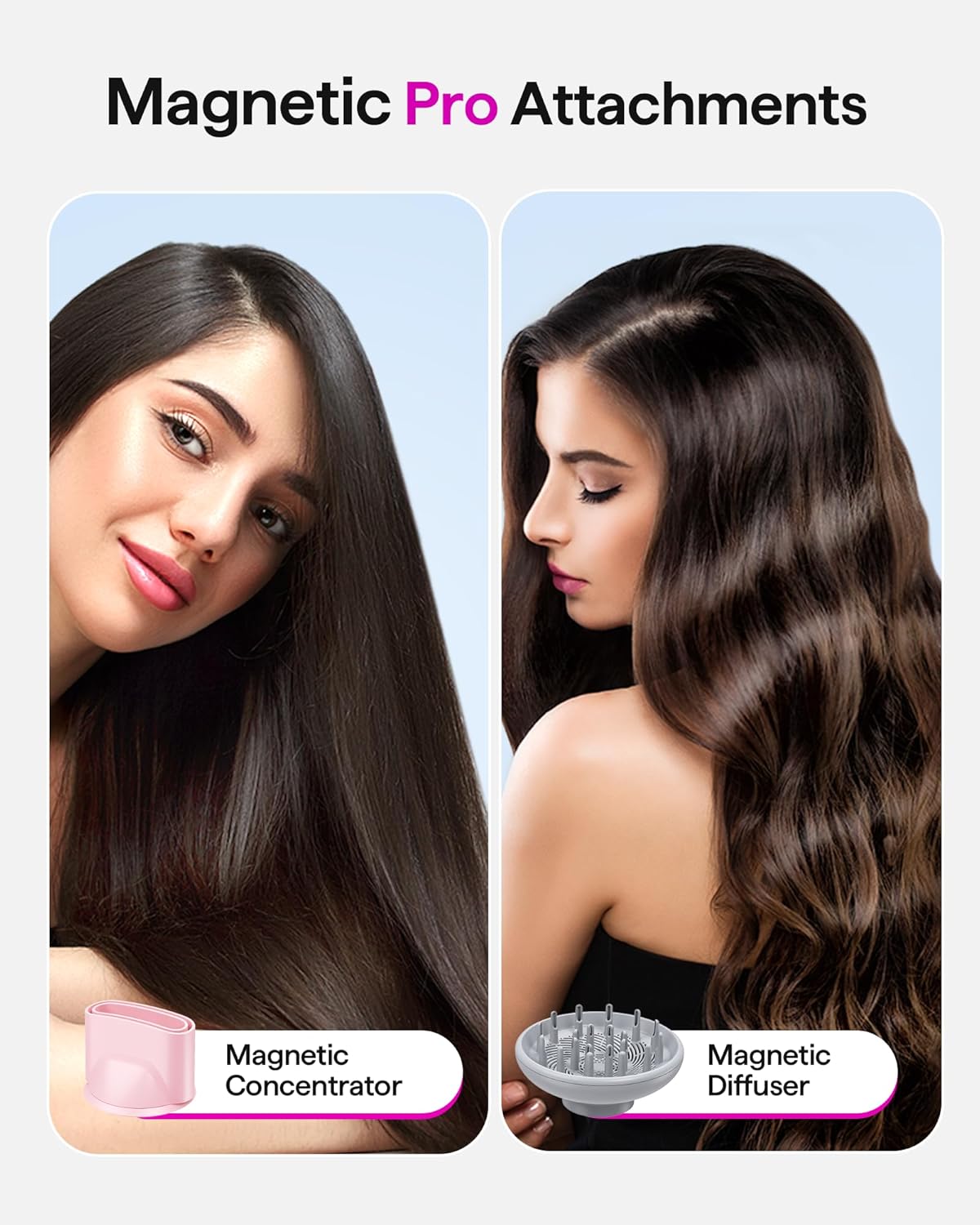 Wavytalk, Secador de pelo, 2 accesorios magnéticos, (USADO).