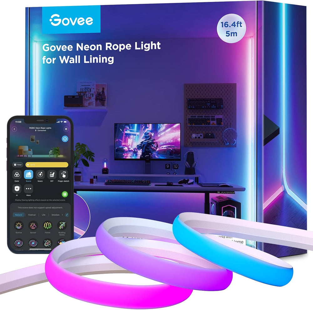 Tira de luz LED, Cuerda Govee de Neón, Compatible Alexa, 5m (DETALLE)