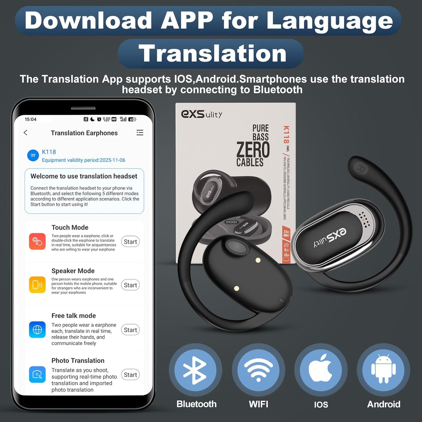 Exsulity - Auriculares De Traducción De Ia 144 Idiomas (USADO)
