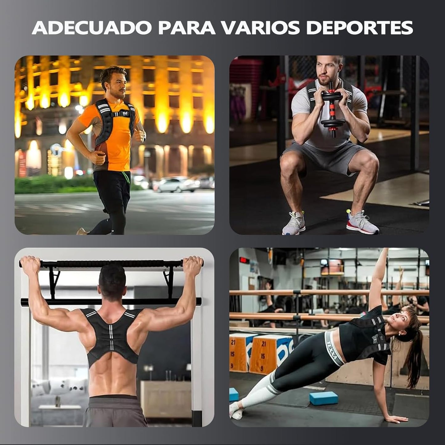 Chaleco con Peso, para ejercicio, 12LB, con Tiras Reflectantes.