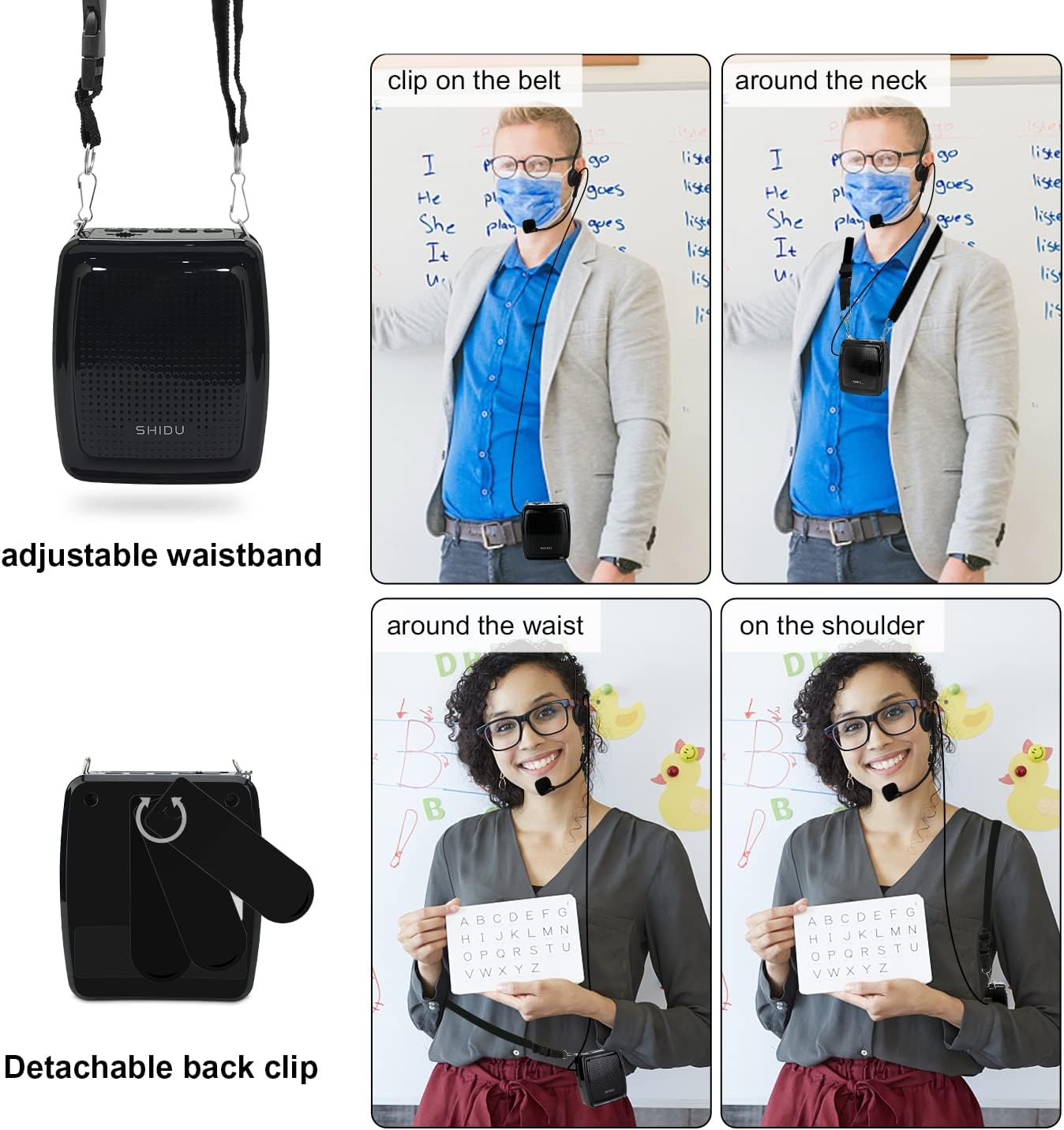 Amplificador de voz para profesores, fácil de transportar y llevar. SHIDU