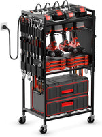 Carrito organizador de herramientas eléctricas Junnuj, con ruedas y fundas.