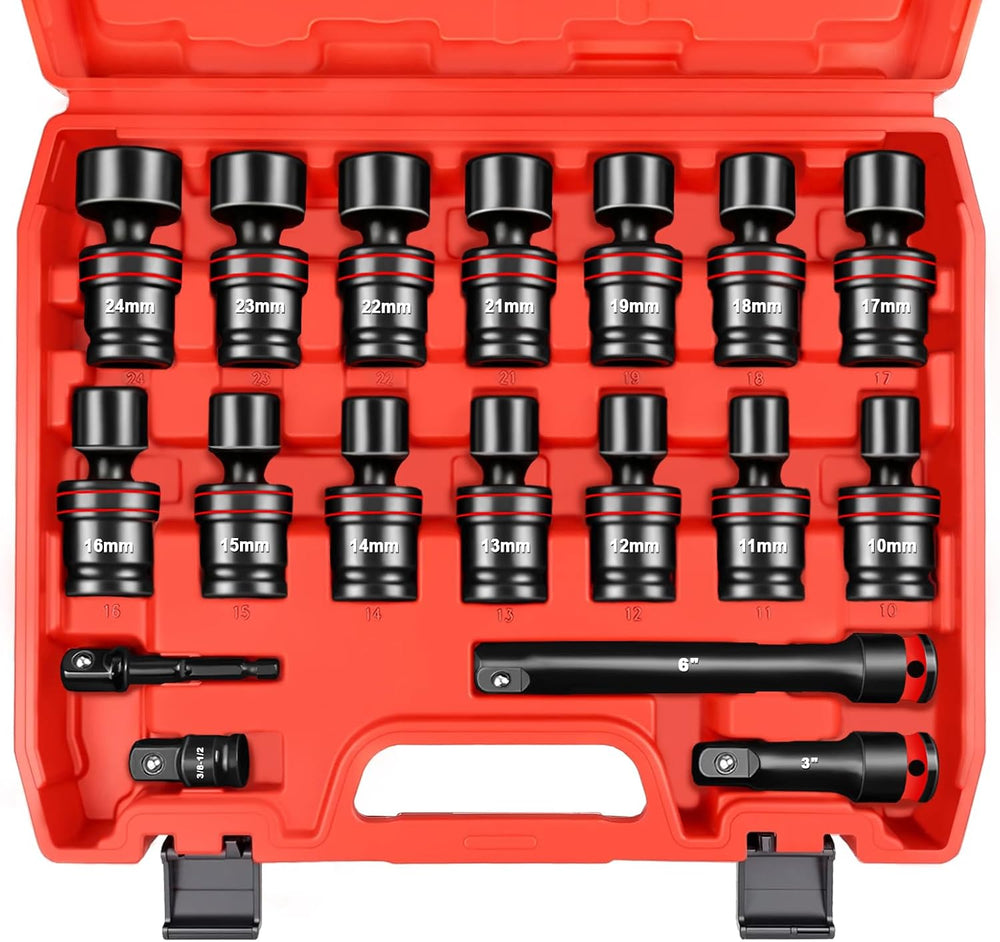 Juego de llaves Wett HZ03901, 18 pzs  1/2" giratorias 10-24mm