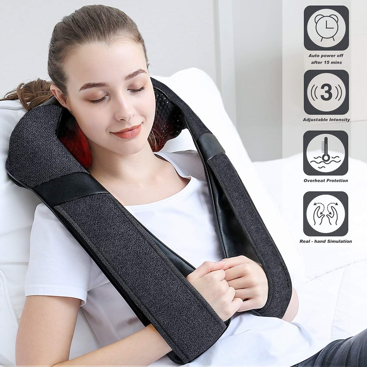 Masajeador eléctrico Shiatsu de espalda y cuello con calor.