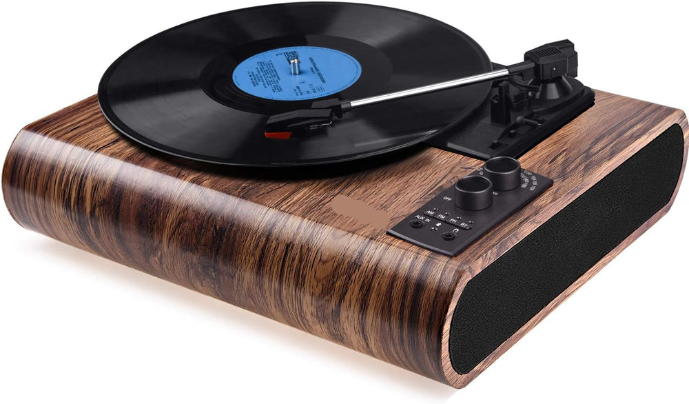 Reproductor de vinilos Voksun con Bluetooth, AM/FM, 3 velocidades.