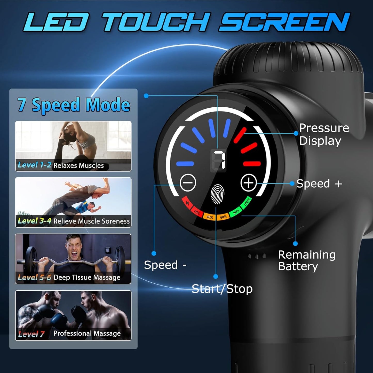 TOLOCO Pistola de masaje electrico con 10 cabezales USADO