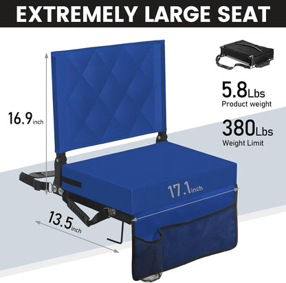 Asiento Plegable Para Gradas Sheenive Con Respaldo Acolchado Azul