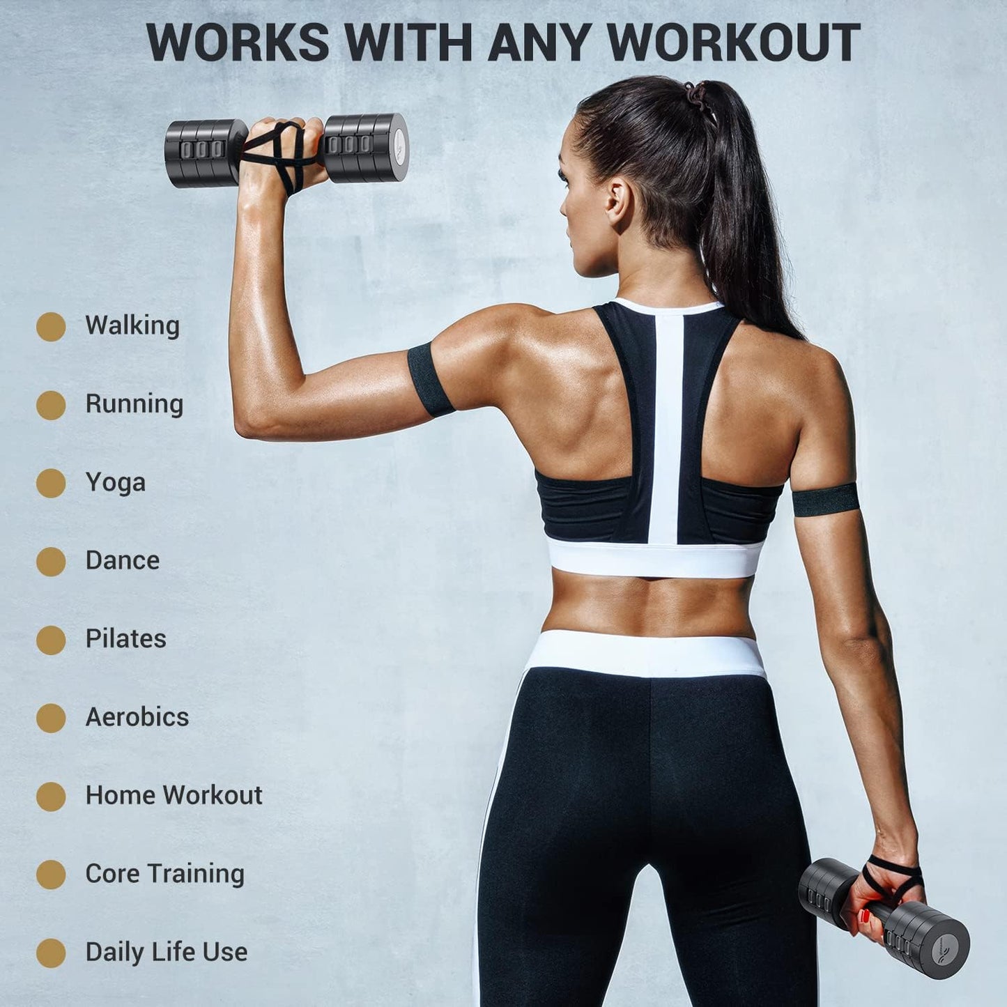 Juego de 2 mancuernas ajustables: Sportneer 2, 3, 4, 5 libras.