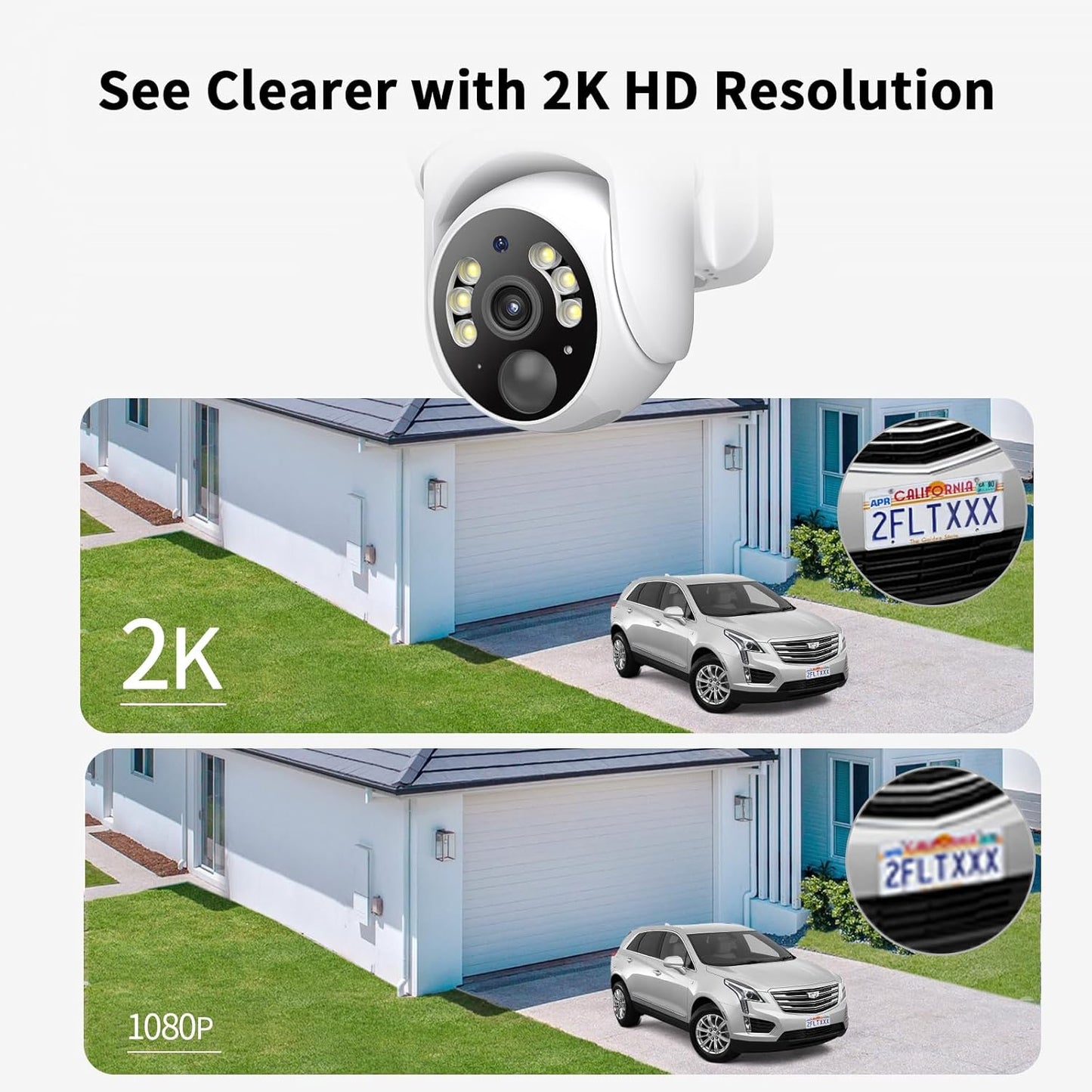 Cámara de seguridad solar 2K, para exteriores, 2 vías, (DETALLE).