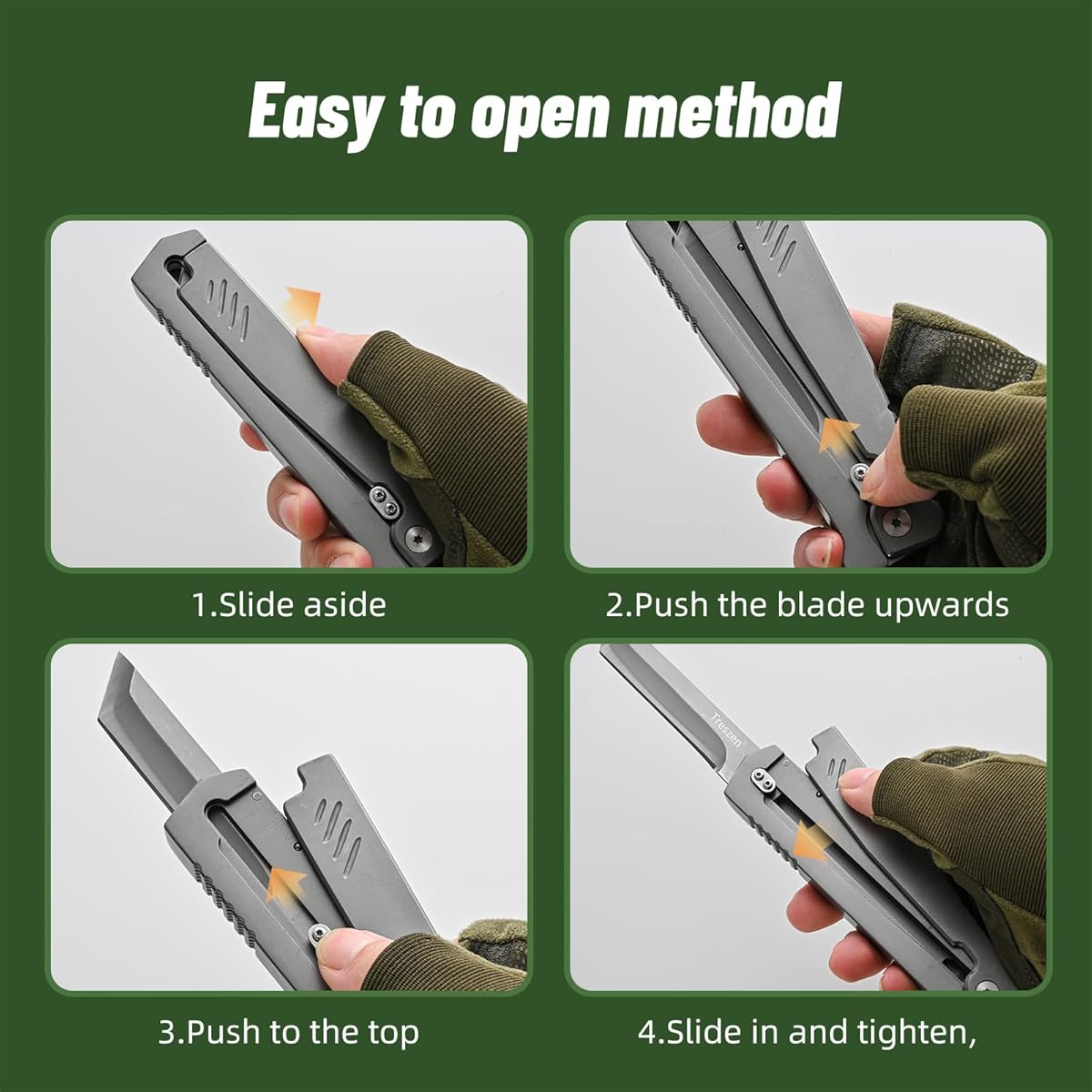 Navaja plegable con bloqueo Treszen Carrot Knife, (DETALLE).