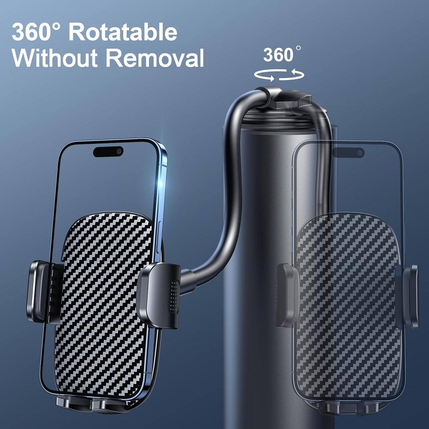 Soporte de coche, para teléfono BIPOPIBO, Brazo largo flexible, ventosas.