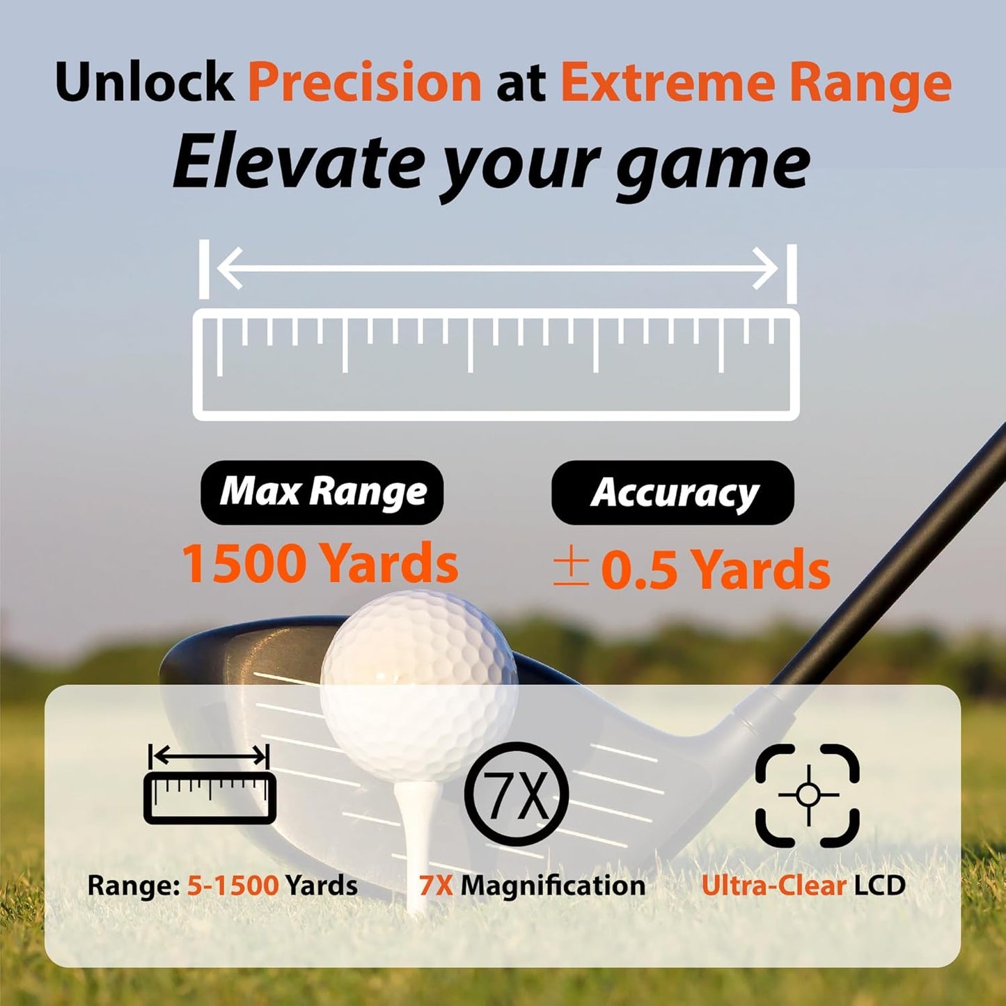 Telémetro de golf con interruptor, Gogogo, aumento 7X.