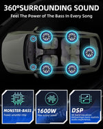 Subwoofer y amplificador, 1600 W para debajo del asiento, con luz LED.