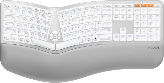 Teclado ergonómico Bluetooth retroiluminado ProtoArc. BLANCO