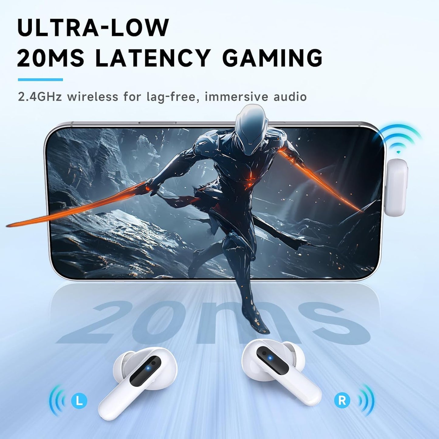 RYR Auriculares inalámbricos para juegos de 2.4 GHz.(USADOS)