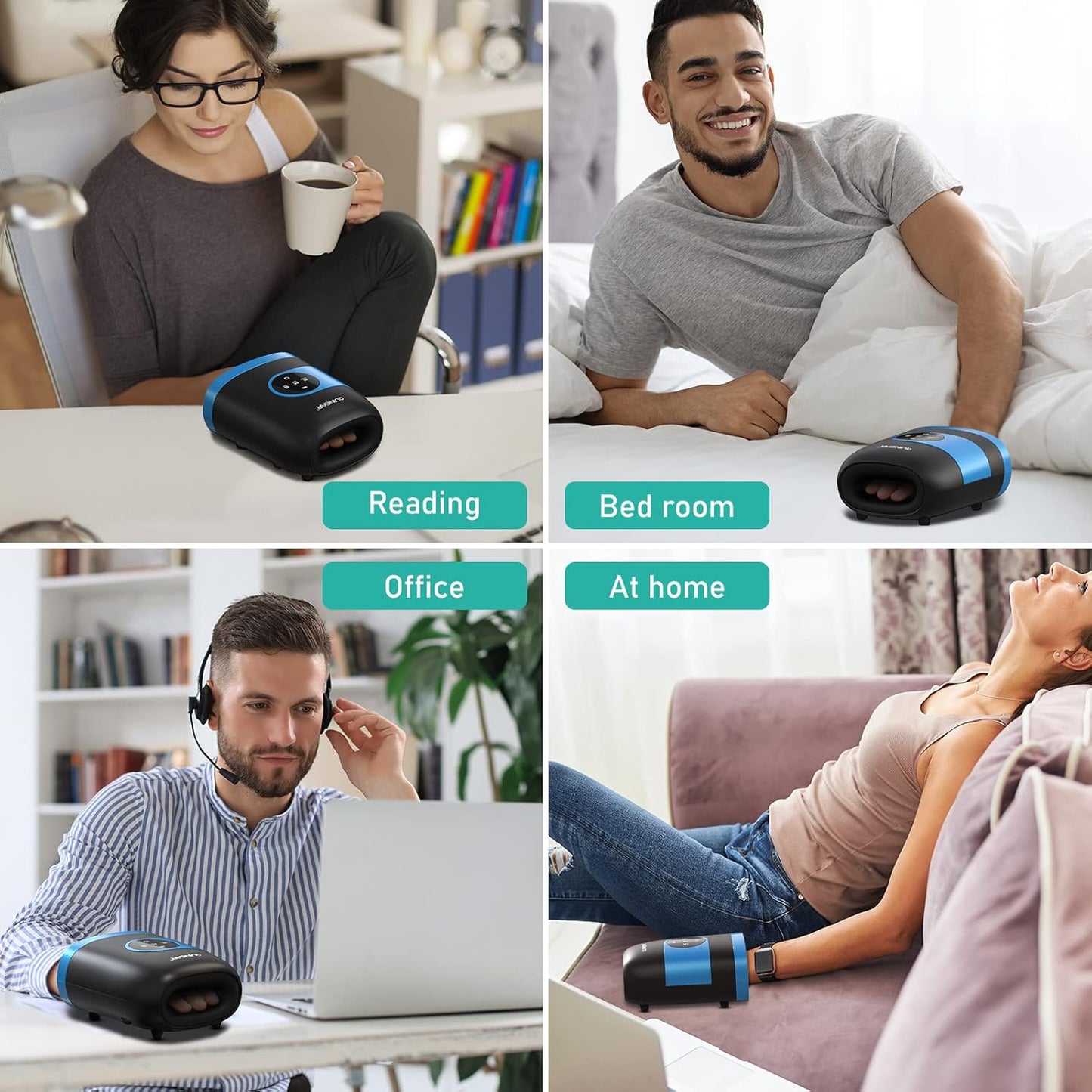 Masajeador de manos inalámbrico con calor y compresión para artritis