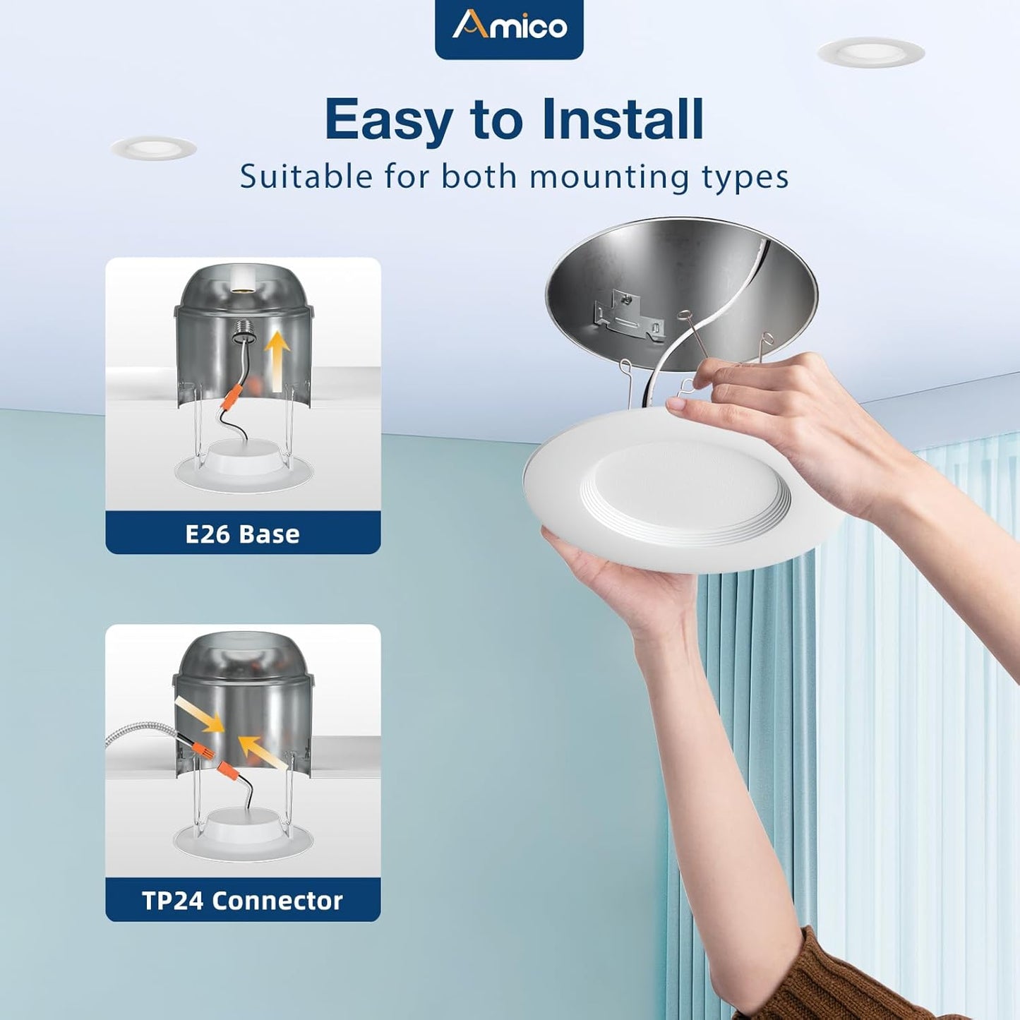 Amico Iluminación empotrable LED 5CCT de 5/6", 20 piezas.