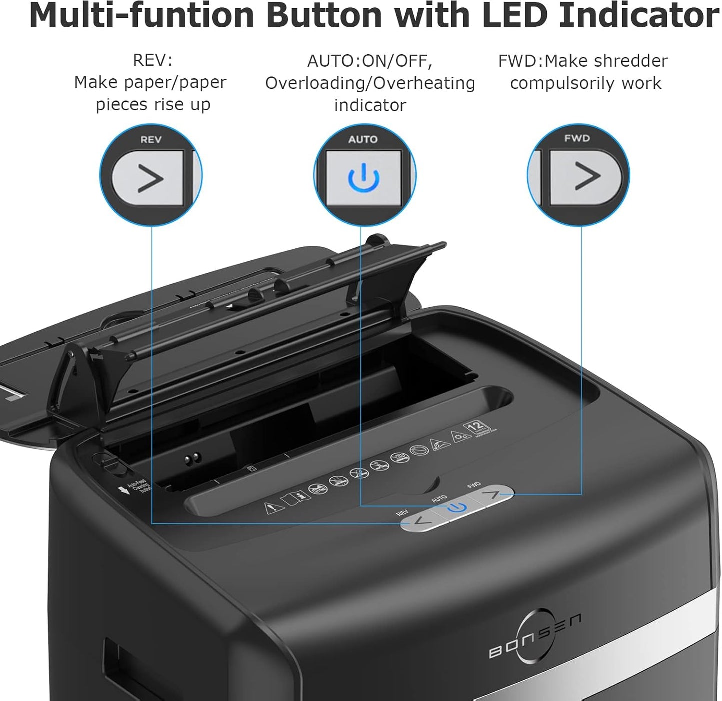 Trituradora de papel para oficina, 5.3 Gal., Bonsen S3110.