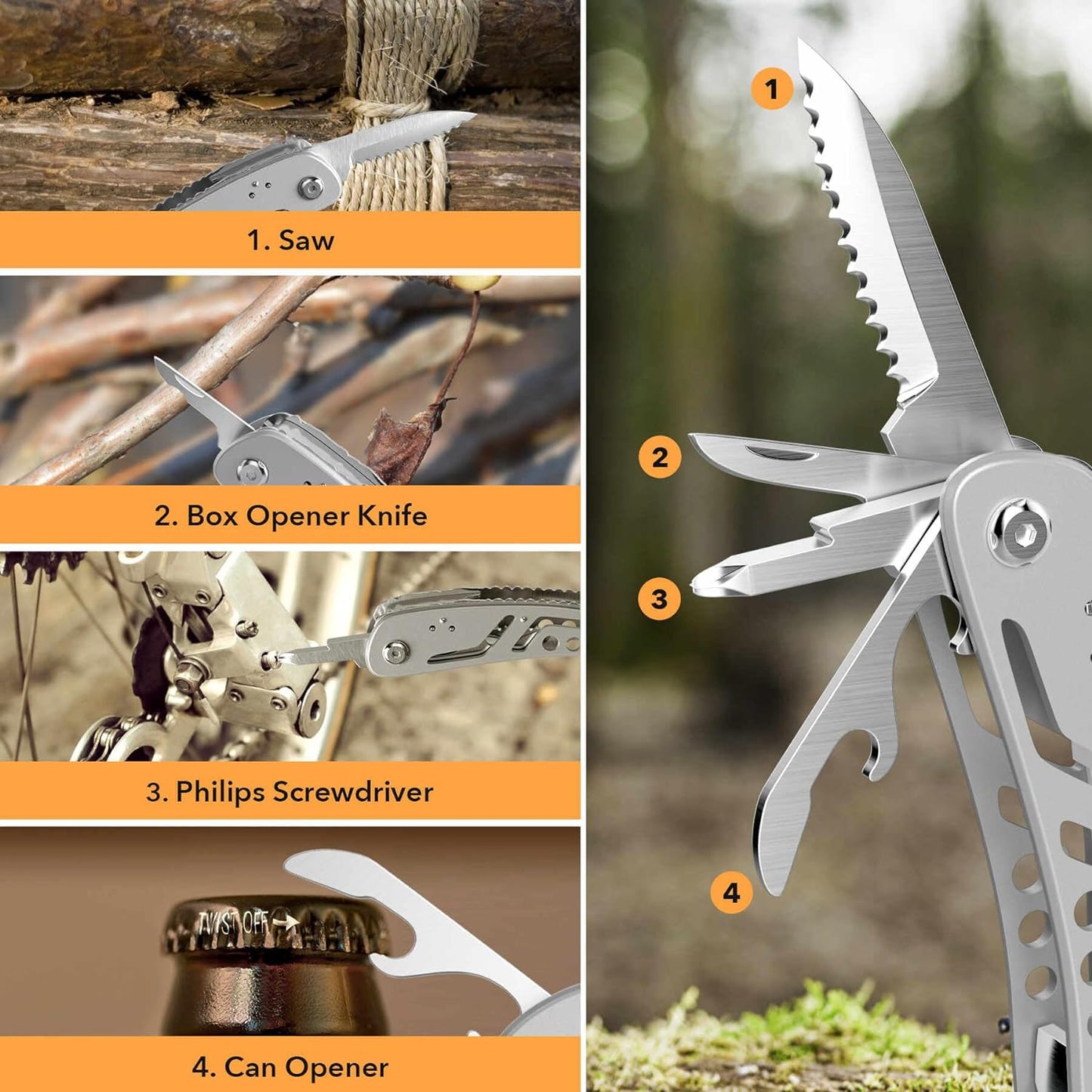 Multiherramienta profesional de acero inoxidable, WUWRL.