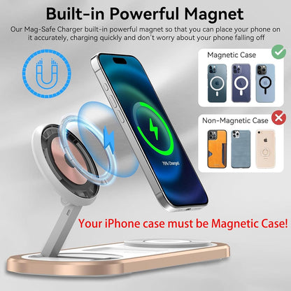 Cargador inalámbrico 3 en 1 para iPhone Magsafe