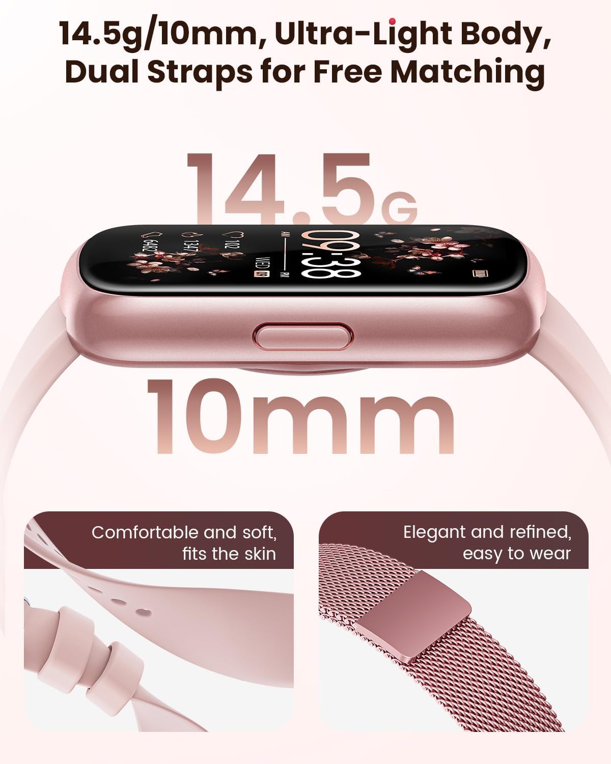 Reloj de fitness seguimiento de salud color rosa