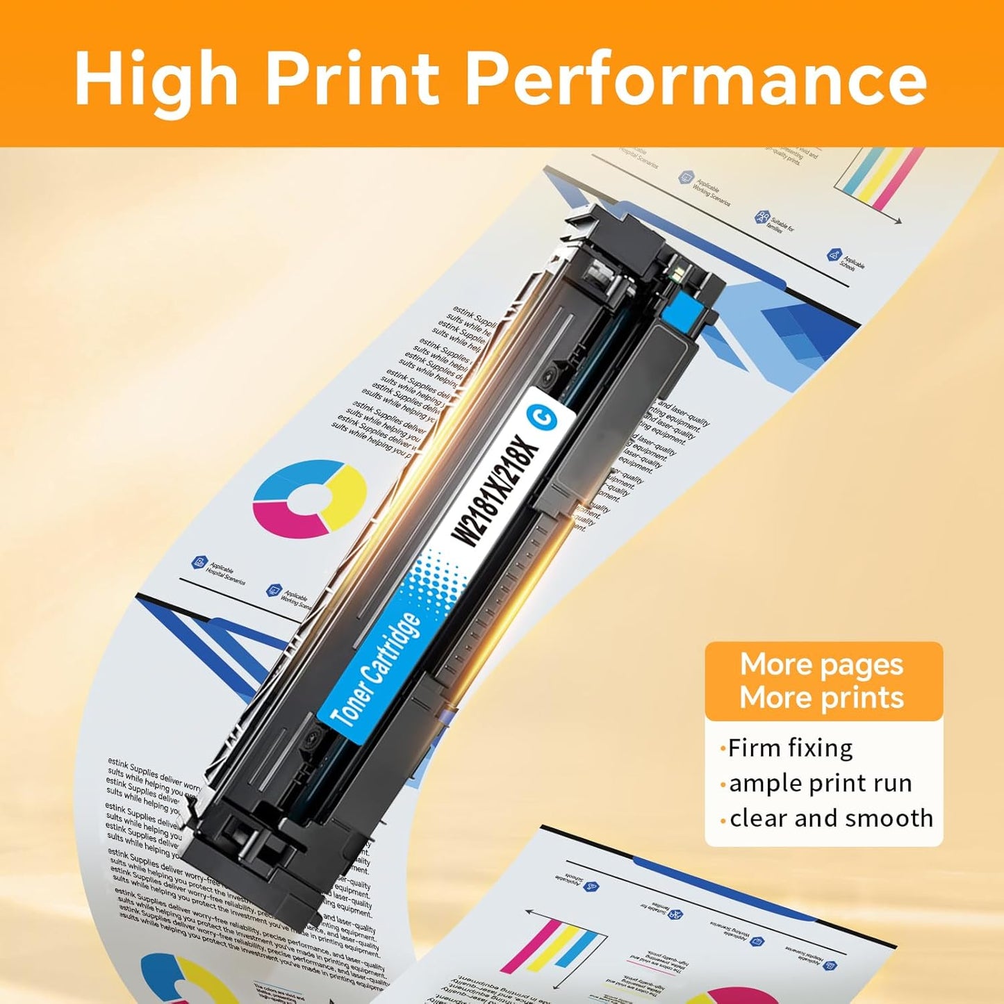 Paquete de 4 cartuchos de tóner 218X, 1negro, 3 colores, sin chip.