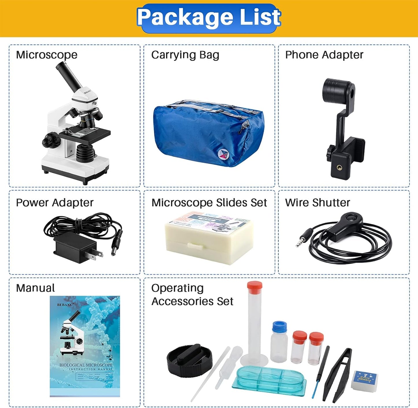 BEBANG Microscopio para Adultos Niños Estudiantes 100X-2000X