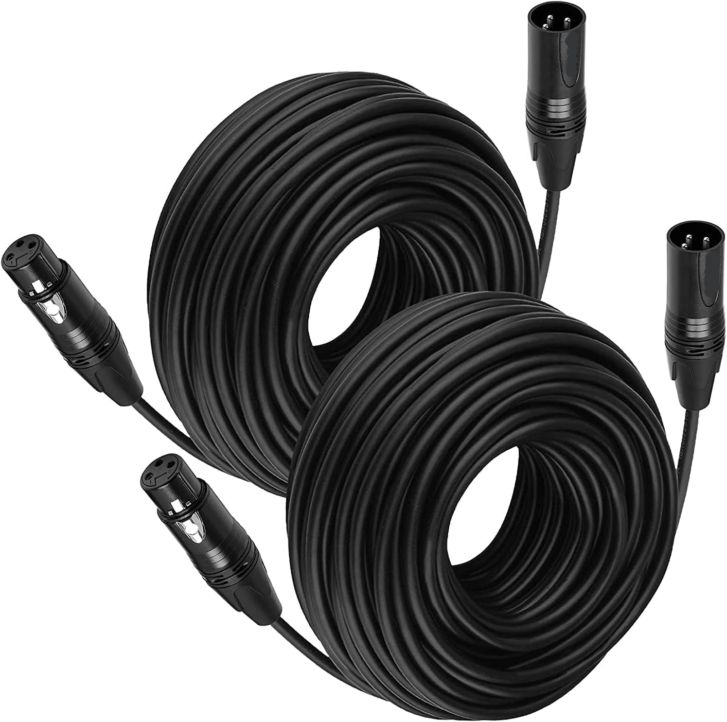 Cables XLR, de 25ft., paquete de 2, macho a hembra, premium.