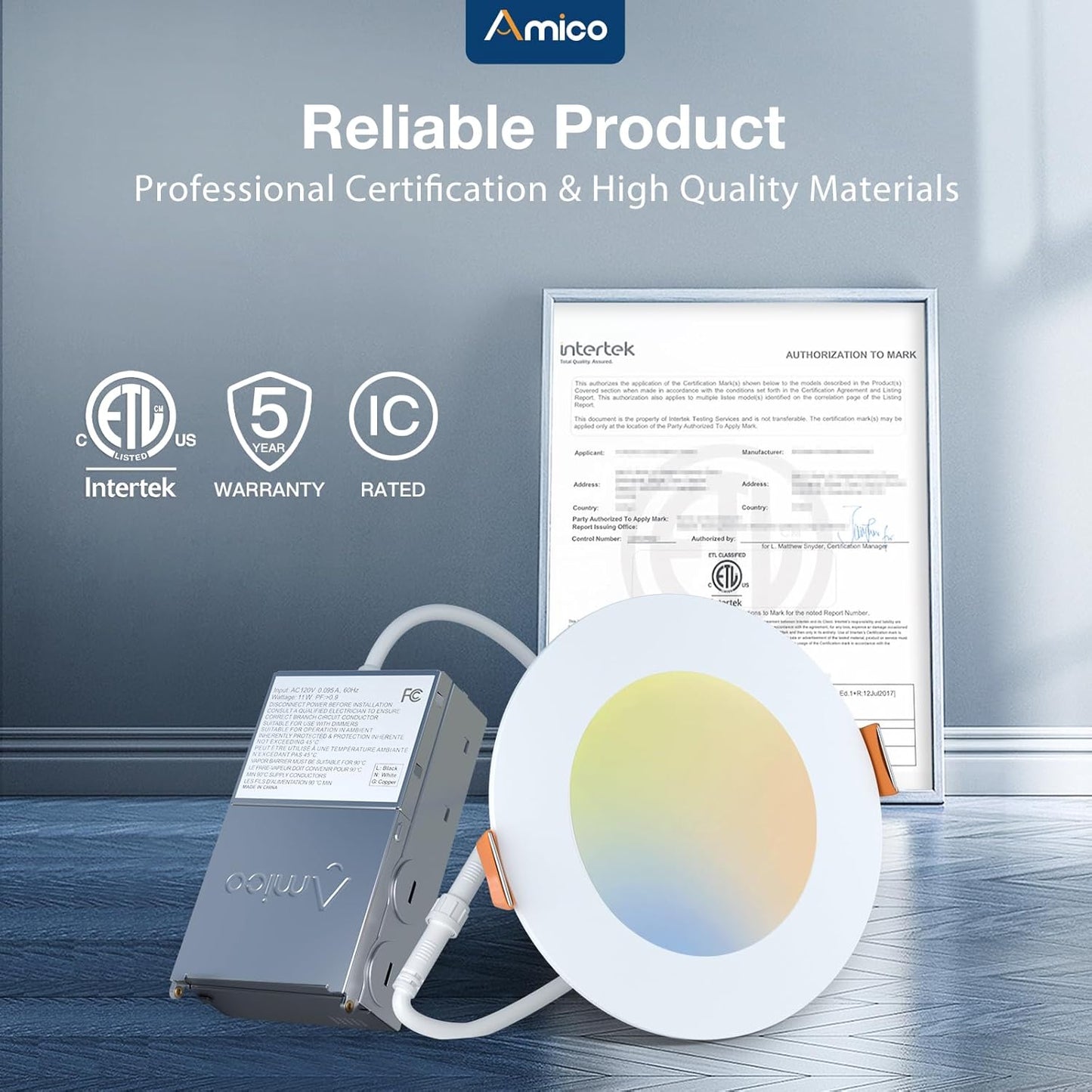 Amico, Paquete de 24 lámparas, empotrables, ultrafinas, 4".