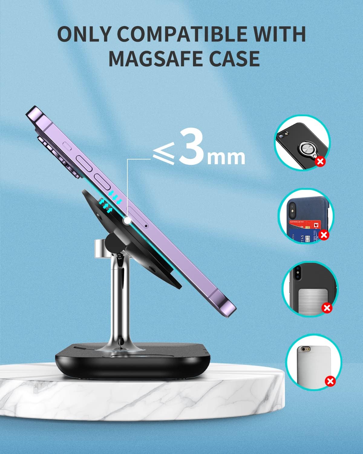 Estación de carga inalámbrica magnética para iPhone 3 en 1 .