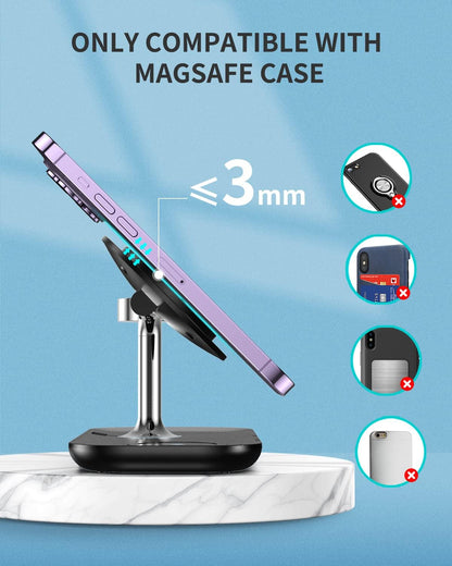 Estación de carga inalámbrica magnética para iPhone 3 en 1 .