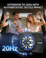 Subwoofer y amplificador, 1600 W para debajo del asiento, con luz LED.