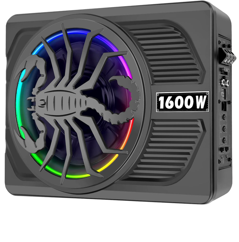 Subwoofer y amplificador para automóvil de 1600 W, luz RGB (USADO)