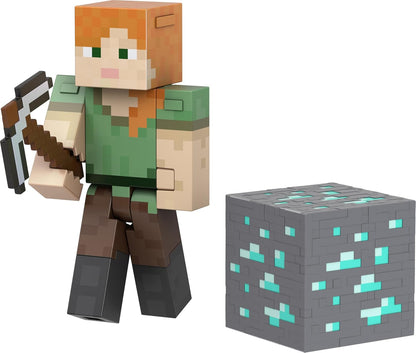 Mattel, Minecraft Diamond Figura de Acción Alex Coleccionable 5.5''.