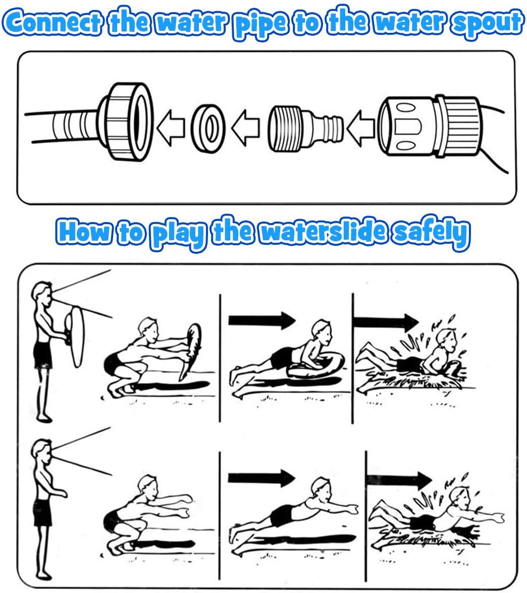 Tobogán acuático inflable de 16 ft con 2 carriles y tablas de cuerpo.