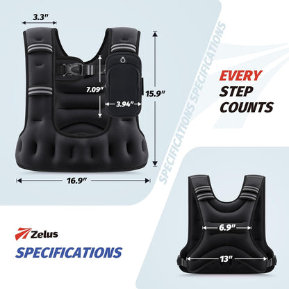 ZELUS - Chaleco con peso 12lb para mujeres y hombres
