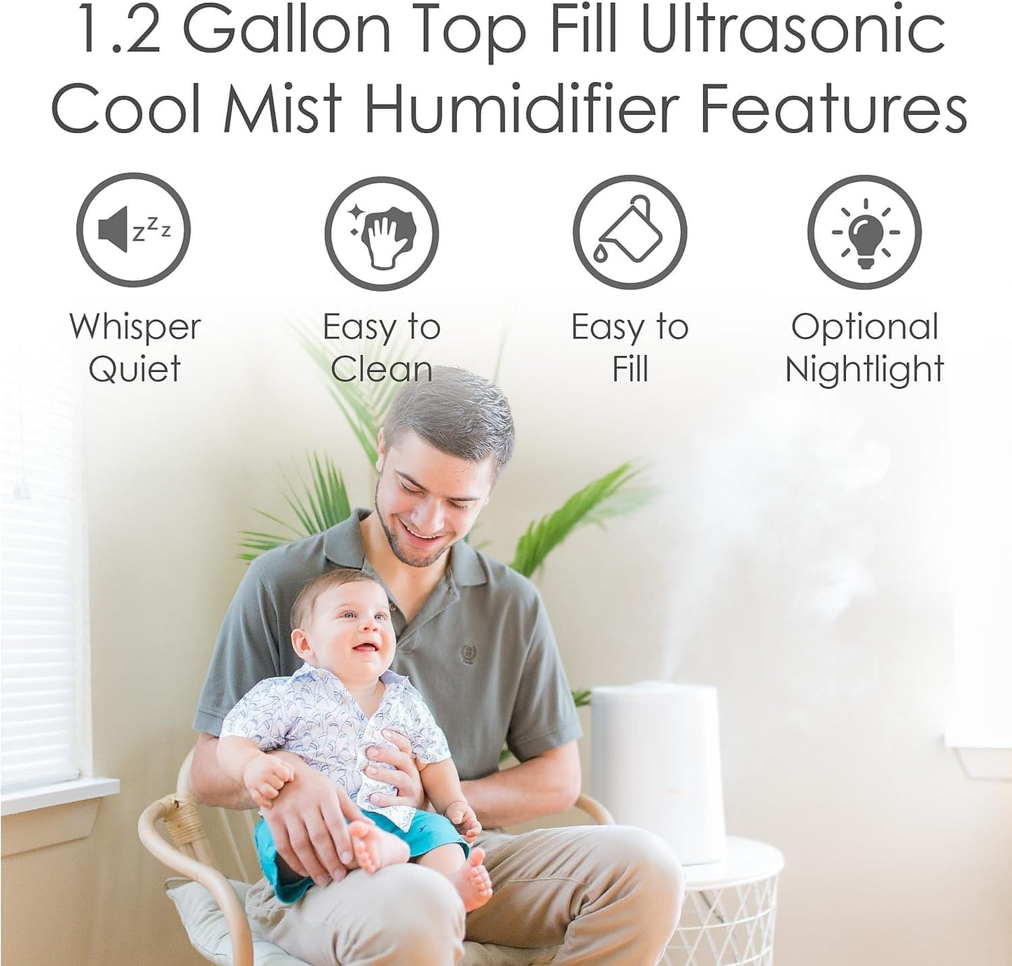 Humidificador ultrasónico de niebla fría, apagado automático, con luz.